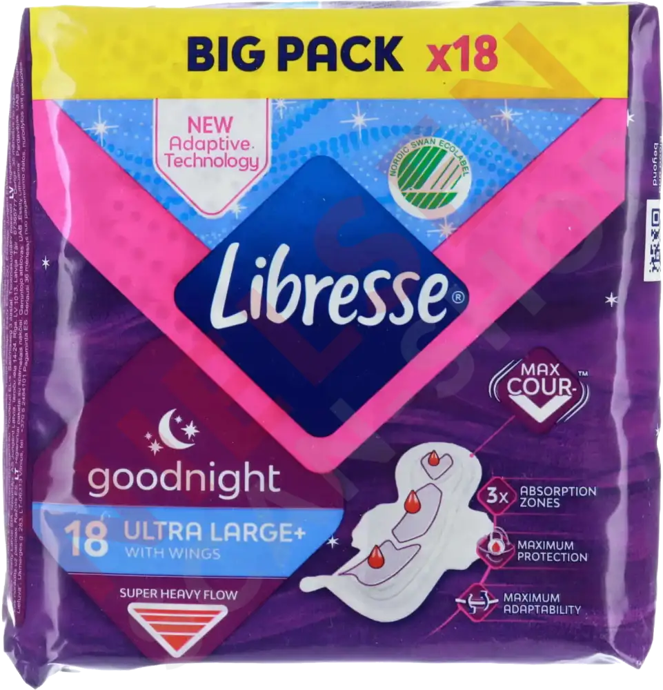 Libresse Maxi Night Ultra Large + Wing Bigpack Husholdning & Hygien