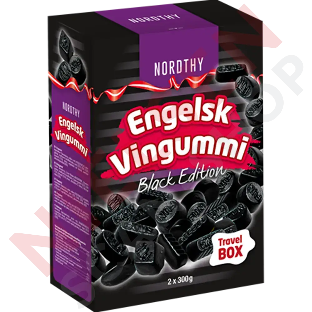 Nordthy Travel Box Black Engelsk Vingummi Slik & Dagligvarer