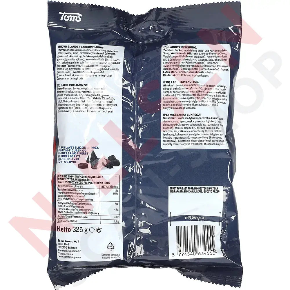 Toms Pingvin Lakrids 325G Slik & Dagligvarer