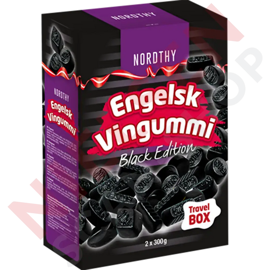 Nordthy Travel Box Black Engelsk Vingummi Slik & Dagligvarer