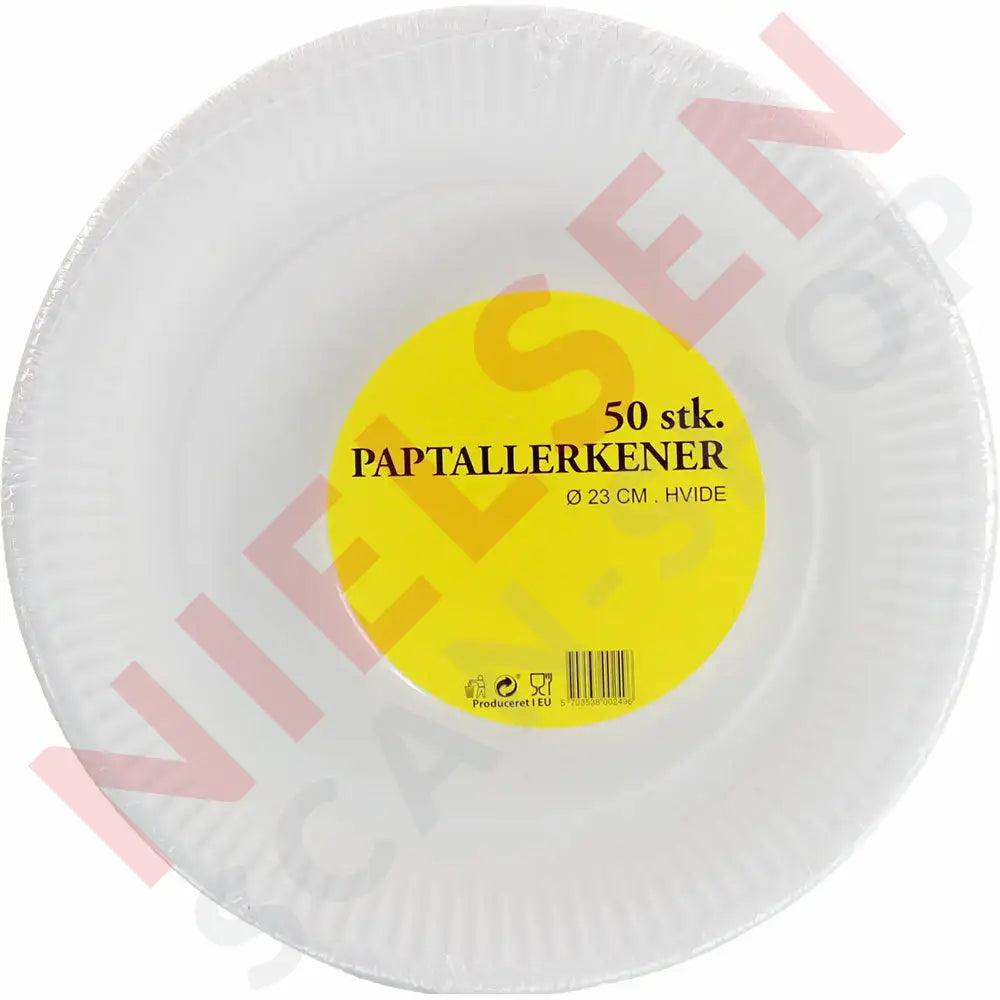 Paptallerkener 50Stk Ø23Cm Hvide Husholdning & Hygien