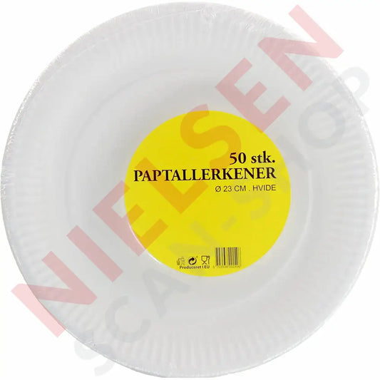 Paptallerkener 50Stk Ø23Cm Hvide Husholdning & Hygien
