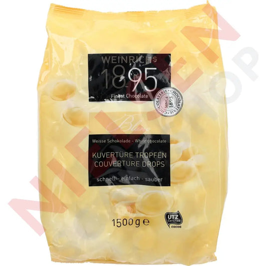Weinrichs Kuvertüre Weisse Schokolade Tropfen 1,5kg - AllSpirits