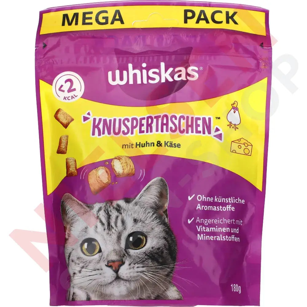 Whiskas Knuspertaschen Mit Huhn + Käse 180G Dyrefoder