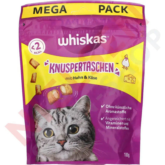 Whiskas Knuspertaschen Mit Huhn + Käse 180G Dyrefoder